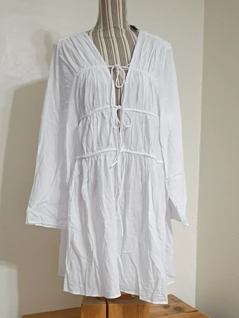 J Crew White Cotton Coastal Vacation Mini Dress Cover Up Size XL NWT